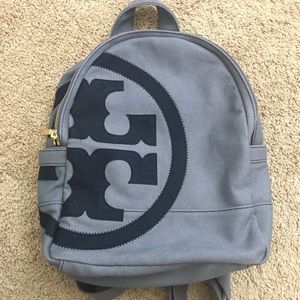 Tory Burch Logo Canvas Blue Backpack